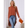thumbnail image 5 of DARING DIVA Women's High Low Asymmetrical Hem Dressy Casual Blouse Brick Red S, 5 of 8
