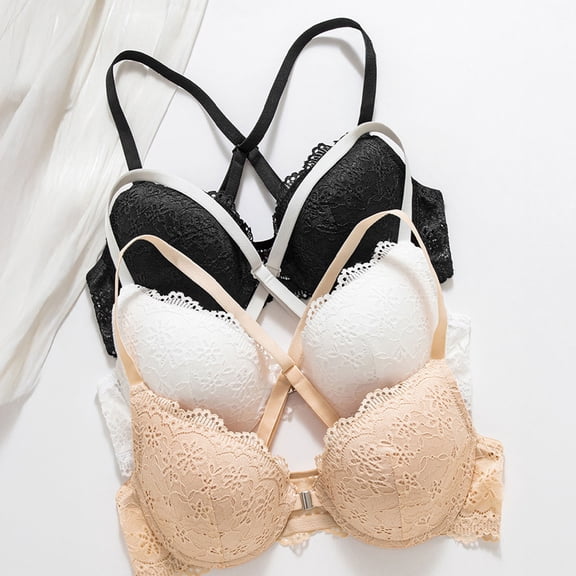 Antinious Womens Solid Front Closure Underwire Lace Stable Support Comfortable Everyday Bra