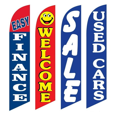 4 Advertising Swooper Flags Easy Finance Welcome Sale Used Cars