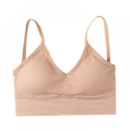 

Final Clearance! Women s Crop Top Camisole Tanktop - Mini Cami Sports Seamless Bra Spaghetti Strap Bandeau Underwear No Pad Wire Skin 36/80ABC 38/85AB