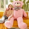 thumbnail image 3 of IKASA Giant Teddy Bear Stuffed Animal Plush Toy,Large Jumbo 59" Pink Huge Cute Soft Toys,Big Size Fluffy Plushy Fat Oversized Plushie,Gifts for Kids Girls Boys Girlfriend Children, 3 of 6
