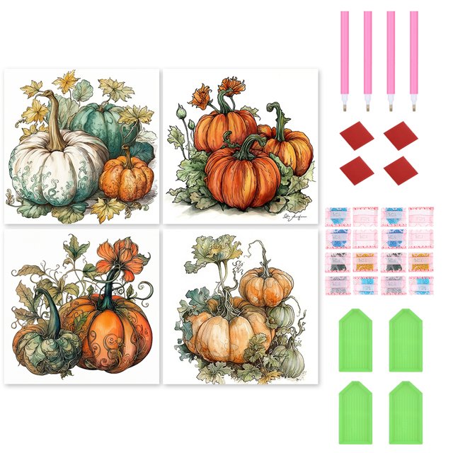 4 Uds 5D DIY Taladro Otoño Calabaza Kit 30x30cm