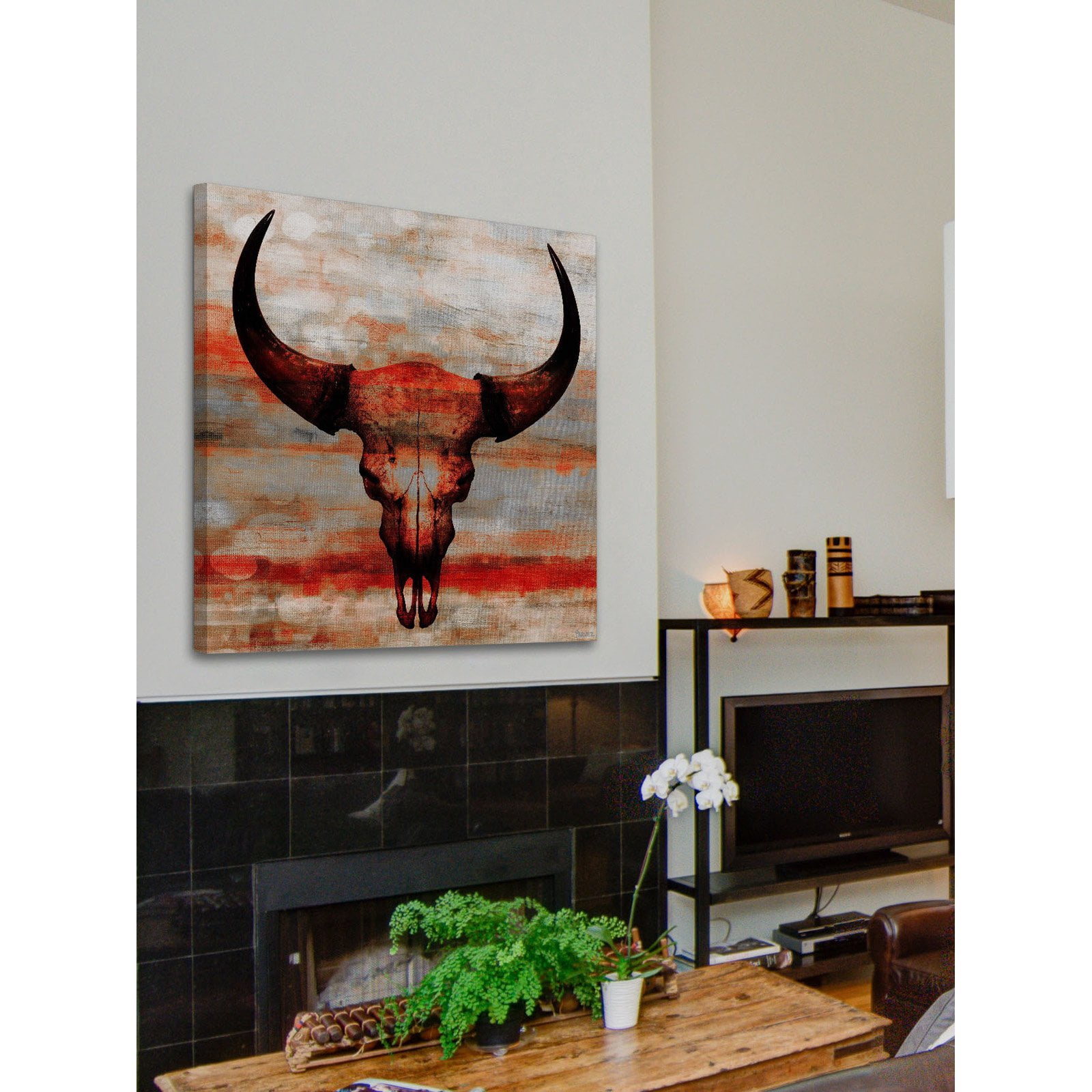 Parvez Taj "Red Skull" Painting Print on Canvas