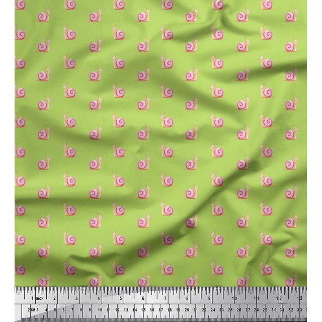 Soimoi Rayon Fabric Snail Insects Print Fabric by Yard 42 Inch Wide