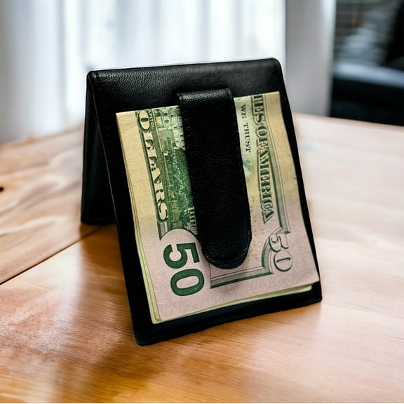 Leatherboss Leather Money Clip Bifold Wallet with 6 Credit Card Slots