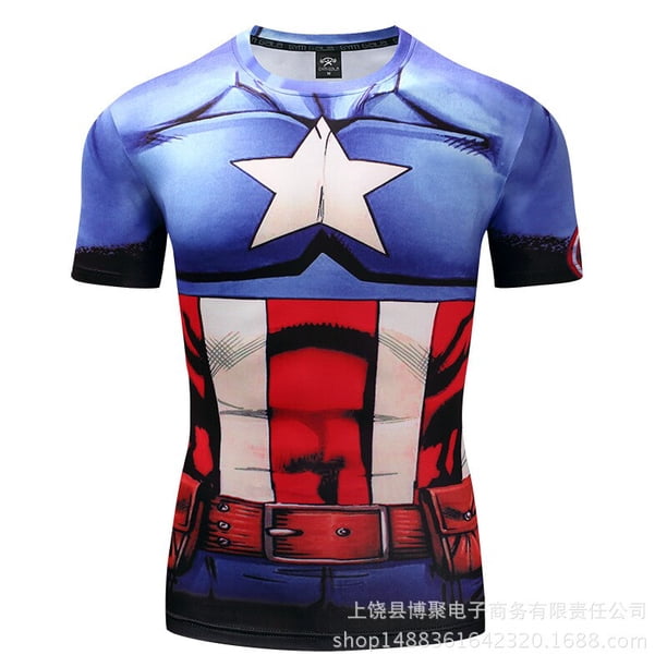 Marvel Spider-Man Impresión 3D Manga corta Vengadores Iron Man Body Deportes Casual Cuello redondo Camiseta Hulk Cosplay DisfrazD05Los Vengadores Deng Xun unisex