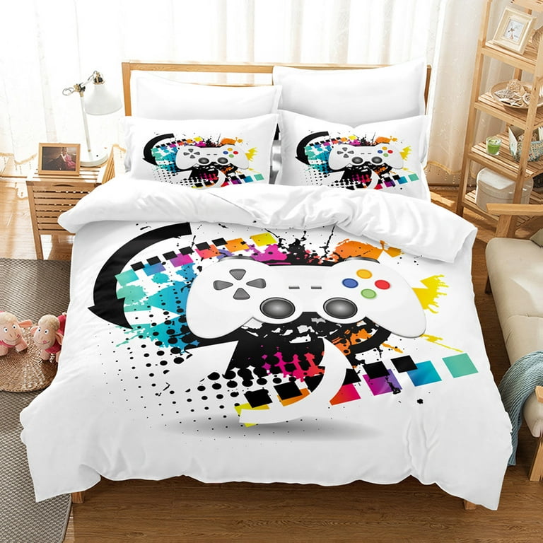 3D Printed Gamepad Game Controller Comforter Bedding Set King Size Kawaii  Cute Gamer Gaming Bedding Bed Set for Kids Teens Adults Duvet Cover & 2  Pillow Cases Bedroom Sets Decor 