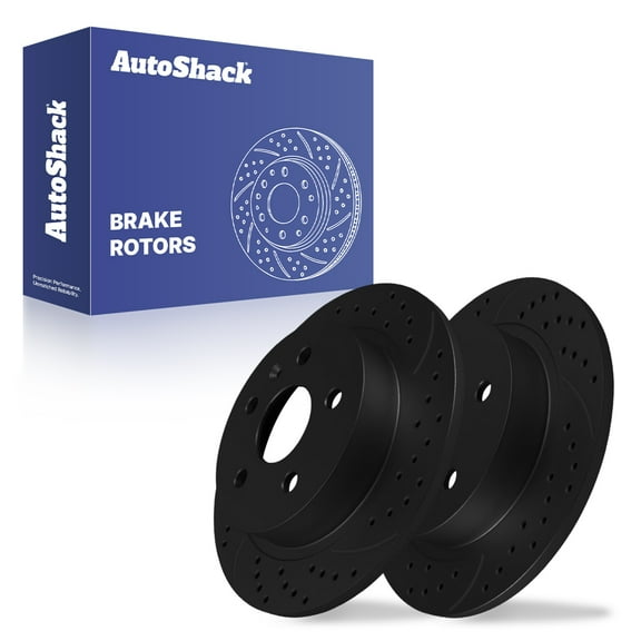 AutoShack Rear Solid Drilled & Slotted E-Coated Brake Rotors Black Finish 2-PC Set Replacement for 2013-2015 Chevrolet Malibu 2012-2016 Buick LaCrosse 2011-2017 Buick Regal NightGuard 11.5" (292 mm)