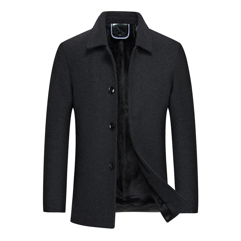YYDGH Men's Classic Single Breasted Peacoat Wool Blend Plus YYDGH Men's Classic Single Breasted Peacoat Wool Blend Plus