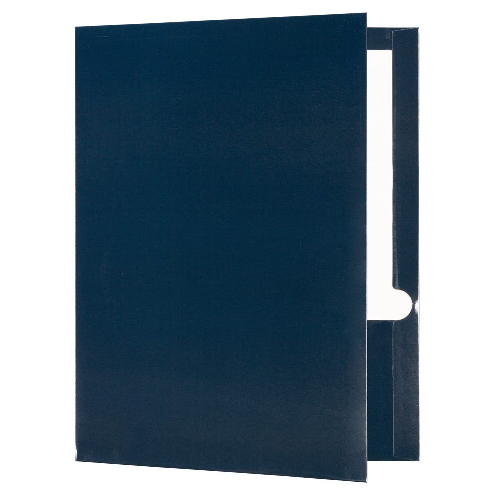 JAM Paper Laminated Two Pocket Glossy Folders, Navy Blue, 3/Pack