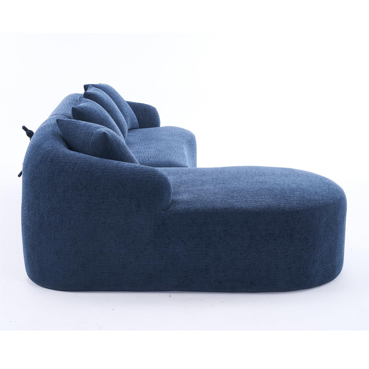 Demi Bonn 98" Cozy L-Shape Sectional Sofa with Curved Chaise, High-Density Foam, Chenille Modular Couch for Living Room, Supports 900 lbs, Blue
