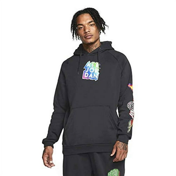 Jordan Jumpman Sticker Pullover Mens Active Hoodies Size L, Color: Black