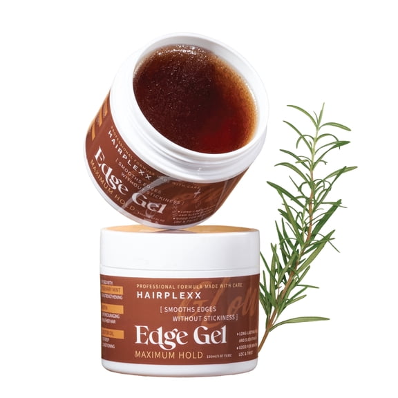 Hairplexx Glow Edge Gel – Maximum Hold Edge Control – Non-Sticky, Sleek Finish – With Rosemary Mint, Biotin & Castor Oil – 150ml / 5.07oz