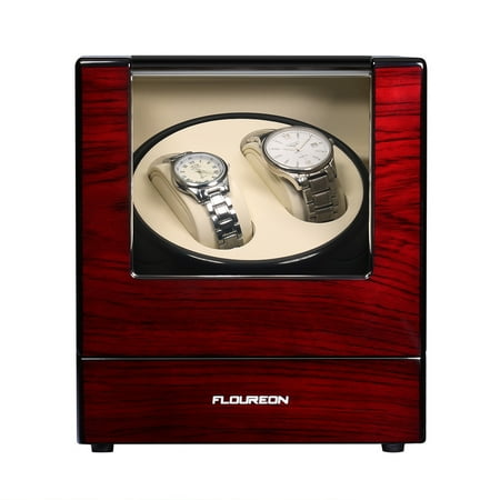 - FLOUREON Watch Winder, Luxury Wood Rotation Motor Automatic 2+0 Watch Winder Box Display Double Watch Gift Storage Case