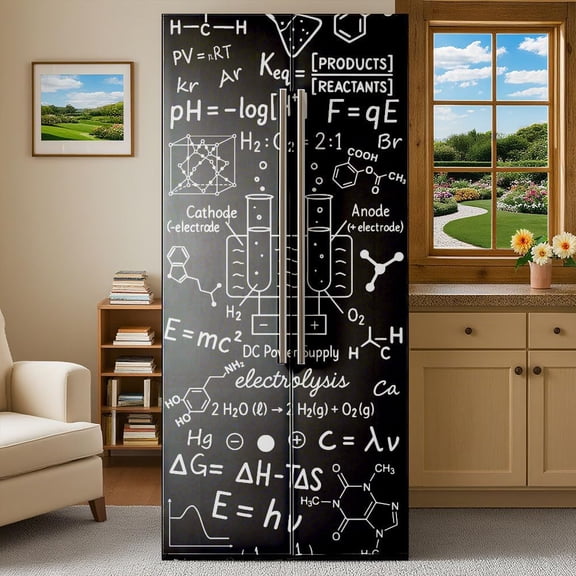 2 Sheet Formula Print Removable Refrigerator Wraps Self-Adhesive Fridge Stickers Peel and Stick Vinyl Fridge Decals Sticker Multi-color