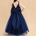 thumbnail image 7 of Girls Princess Dresses Cozy Satin Tulle,V Neck Back Big Bow Floor Length Wedding Flower Party Pageant Gown Blue 9-10Years, 7 of 7