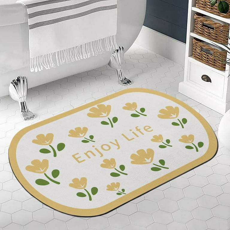  Easy to Clean Bathroom Mats, Diatomaceous Earth Bath Mats,  (19.7 x 31) ultra-thin Bathroom Rugs, Super Absorbent non-slip Floor mats,  Quick Drying Kitchen under Door Mats For Bathtubs and Showers 