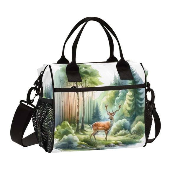 Deers on Forest Cooler Bag Lunch Bag Soft Cooler Cooling Tote Insulated Lunch Box for Adult Men Women