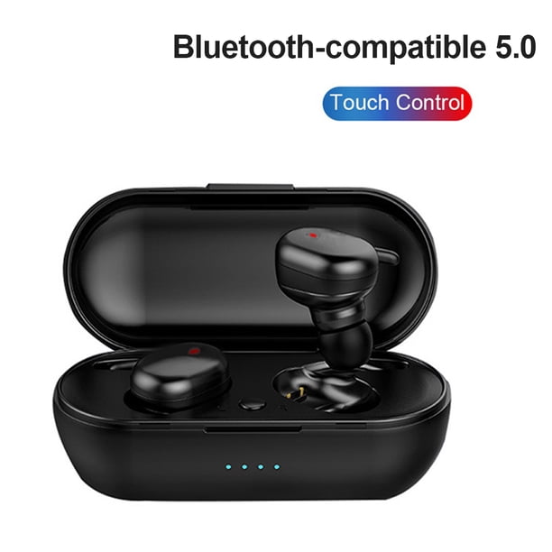 Y30 Audífonos intrauditivos compatibles con Bluetooth Audífonos TWS con estuche de carga Micrófono (Negro)