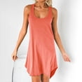thumbnail image 2 of Vestido de falda casual deportivo sin mangas con cuello en U sin mangas con espalda cruzada para mujer Pompotops  qwe13725, 2 of 9
