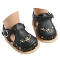 thumbnail image 3 of LIIPEE Girls Boys Sandals Summer Cute Flower Embroidery Closed Toe Non- Soft Sole Shoes Toddler Breathable Casual Outings Sandal,Black,0-6 Months, 3 of 5