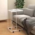 thumbnail image 1 of vidaXL Table d'Appoint avec Roues Blanc 40x30x63,5 cm Bois Manufacturé, 1 of 4