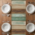thumbnail image 4 of Table Runner 90 Inches Long for Kitchen Dining, Teal Brown Dresser Scarf Farmhouse, Dining Table Decorations for Wedding/Parties, Farmhouse Rustic Wooden Plank Board 13 x 90 In, 4 of 8