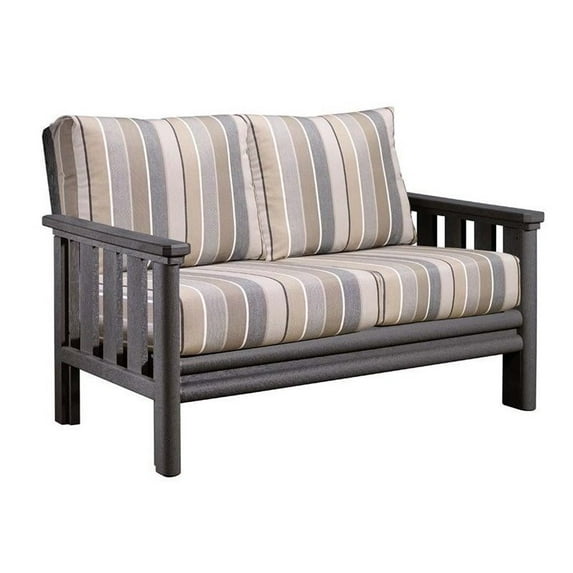 CR Plastic Stratford Patio Loveseat in Gray-Milano Charcoal