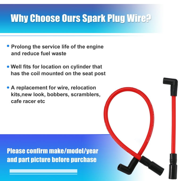 Taylor Red Spark Plug Wires For Harley Davidson Big Twin 91-98 Dyna & Softail - 10.4mm