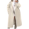 thumbnail image 2 of Antinious Womens Solid Double Sided Long Sleeve Woven Lapel Windproof Fleece Overcoat,Trench Coat Women,Jackets for Women Trendy,Yellow,L, 2 of 5