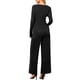 thumbnail image 3 of Conjuntos informales de 2 piezas Inspire Chic para mujer, con manga larga, cuello en V, cordón, cintura elástica y pantalones anchos, S, negro, 3 of 6