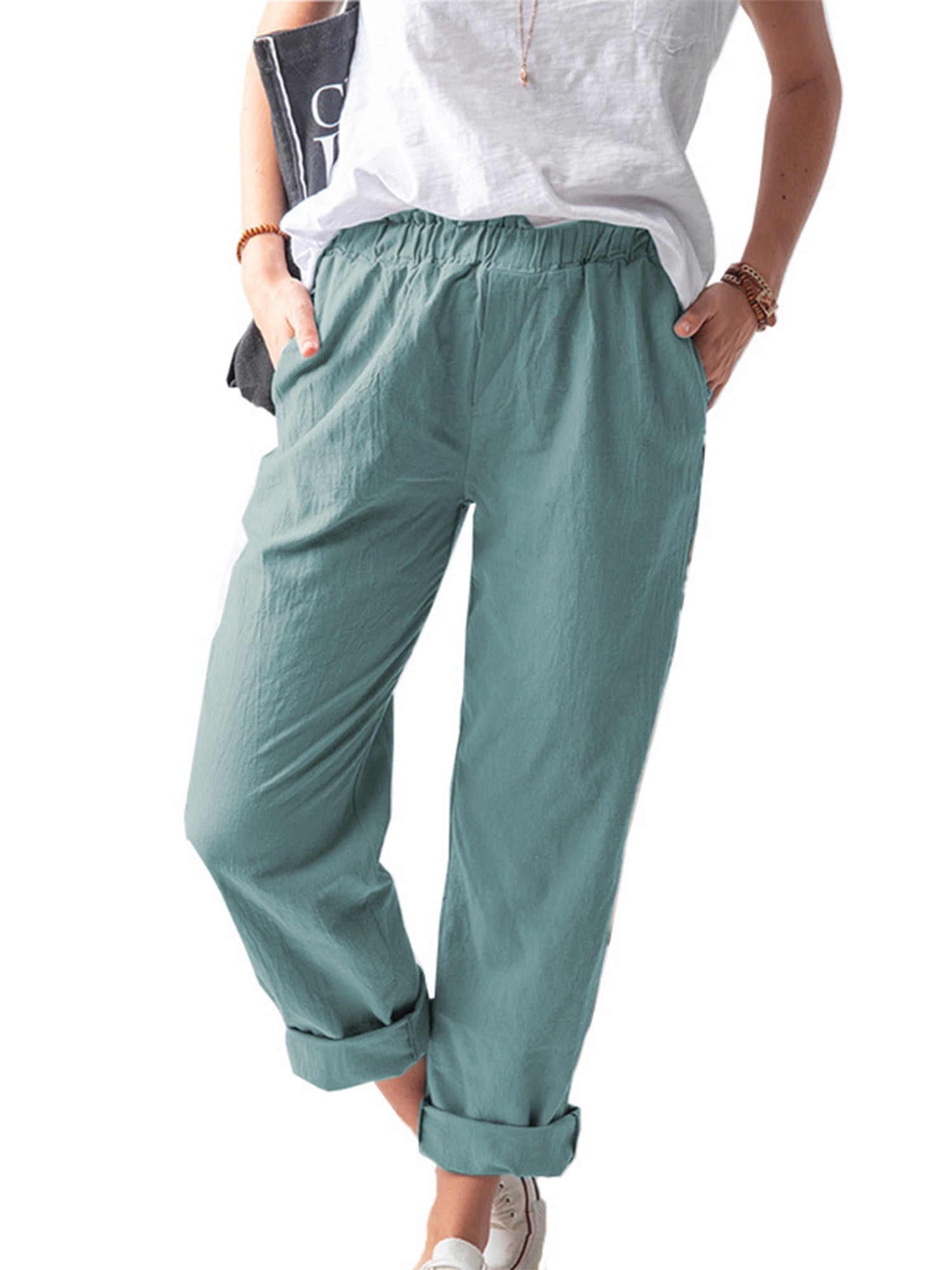 Straight leg elasticated trousers Clearance