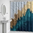thumbnail image 5 of Abstract Gold Shower Curtain for Bathroom Decor, White Green Color Block Modern Style Cracks Texture Waterproof Fabric Shower Curtain, 36"x72" Set with 12 Hooks, 5 of 9