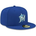 thumbnail image 3 of Men's New Era Royal Miami Marlins White Logo 59FIFTY Fitted Hat, 3 of 5