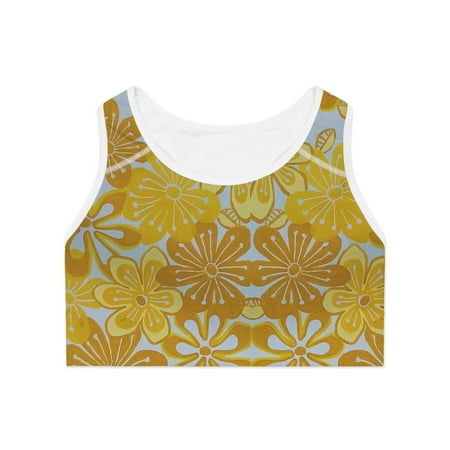 

Seasidesart Yellow Art Deco Flowers Sports Bra (AOP)