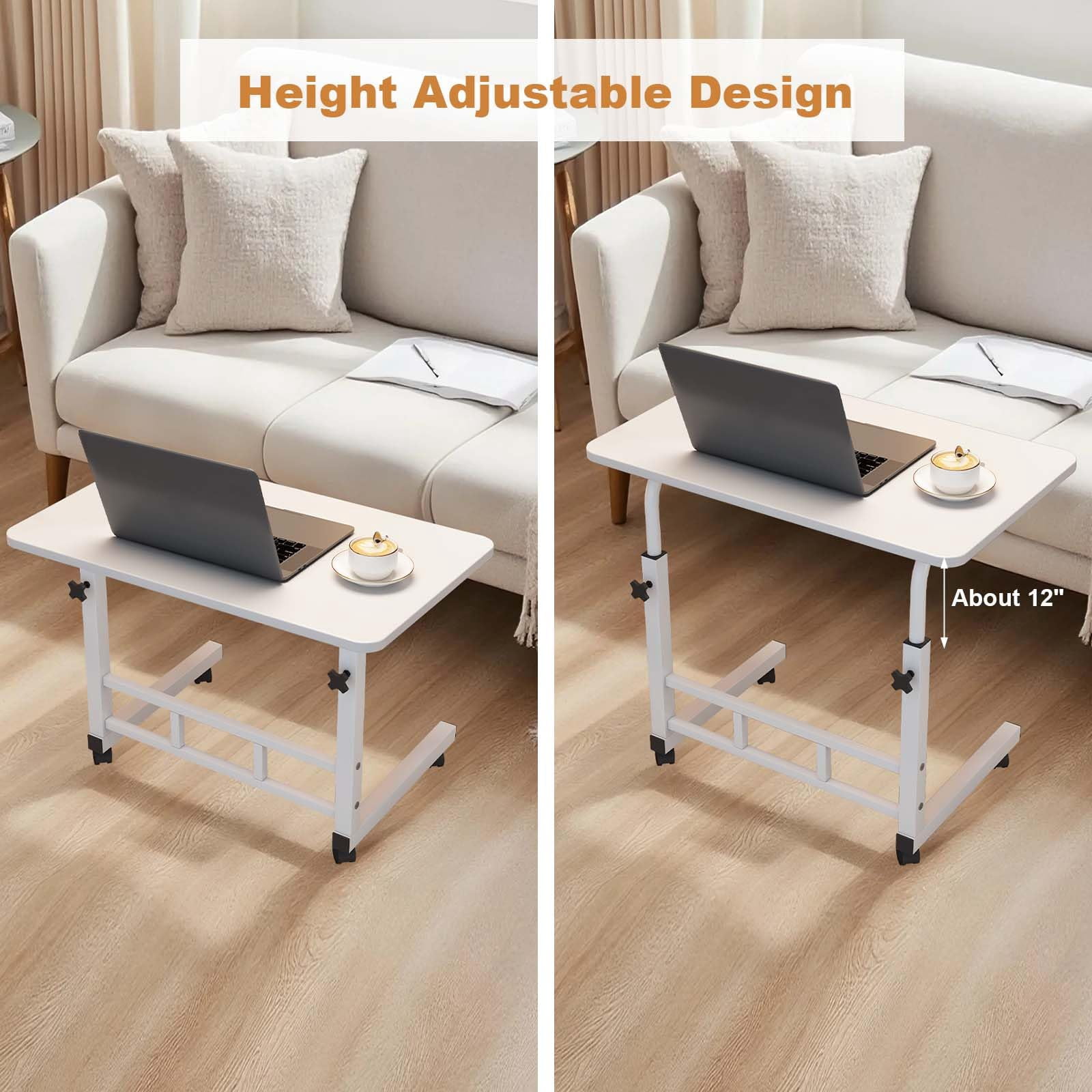 Garderth Standing Desk With Wheels,Stand up Desk Adjustable Height,Small Rolling Computer Desk,Portable Laptop Table For Home Office Study Bedroom