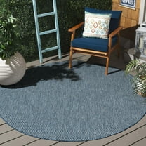Safavieh Courtyard Finnian Solid Indoor/Outdoor Area Rug, Navy/Gray, 5'3" x 5'3" Round