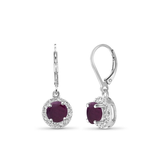 1 1/3 Carat T.G.W. Ruby and White Diamond Accent Sterling Silver Halo Earrings