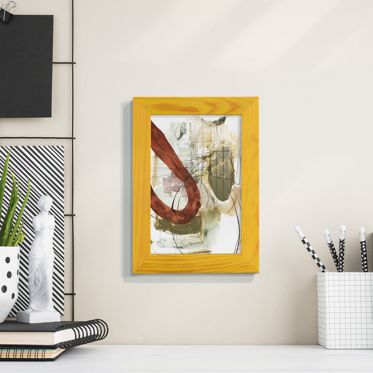 Rusted Loops I - Framed Print w/glass - Sunflower Yellow