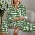 thumbnail image 4 of Goofa Light Green Squares Printed Women’s 2 Piece Pajama Set Super,Pajamas Women's Long Sleeve Sleepwear Soft Button Down Loungewear Pjs Lounge Set Nightwear-XX-Large, 4 of 9