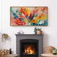 thumbnail image 3 of Large Framed Canvas Print Abstract Watercolor LandscapeWall Art Decorative Ready to Hang Painting for Living room Bedroom 60x30 inches Natural Frame, 3 of 7