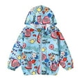 thumbnail image 4 of JUjie Girls' Lightweight Water-Resistant Jacket Lined Zip-Up Windbreaker with Pockets for Kids & Toddler Blue 6-7Y, 4 of 4