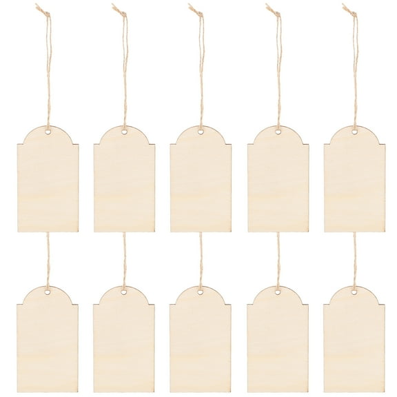 Wooden Hanging Tags for Xmas Tree Decor Unfinished Blank Wood Craft Supplies Khaki 10 Pcs