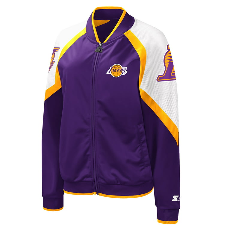Women's Starter Purple/Gold Los Angeles Lakers Fan Girl Satin Raglan Full-Zip Jacket Size: Small