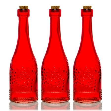 BULK PACK (3) Stella Red Vintage Glass Bottle Wedding Flower Vase