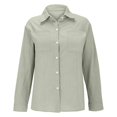 thumbnail image 4 of YEJIMAN Green Tank Top For Women, Cotton and linen Womens Shirts, Women's Cotton Linen Button Down Shirt 2025 Spring Casual Long Sleeve Solid Color Shirts Loose Work Tops with Pockets, 4 of 5