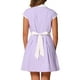 thumbnail image 3 of INSPIRE CHIC Vestido de Camisa de Mujer con Botones, Cuello Notch, Manga Corta, Vestidos de Trabajo con Cinturón, S Púrpura, 3 of 5