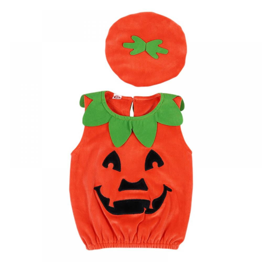 Infant Toddler Baby Boy Girl Halloween Pumpkin Costumes Kids Cute Cosplay Fancy Vest 3 PCS Outfit