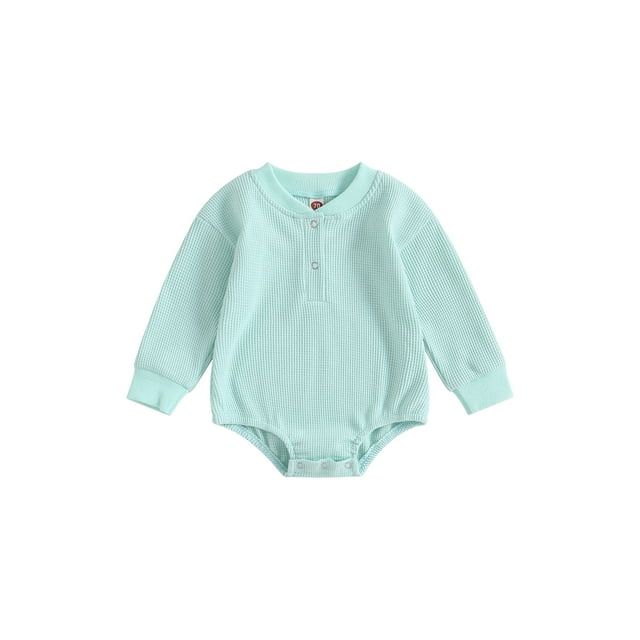 xiaxaixu Baby Boys Girls Sweatshirts Rompers Solid Color Long Sleeve Infant Waffle Jumpsuits Fall Toddler Clothes Bodysuits