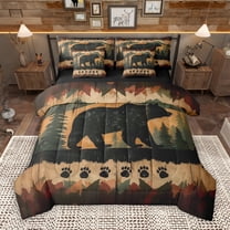 Manfei Jungle Animal Bear 7-Piece Twin Bedding Sets,Kawaii Bear Paws Bedding Comforter Set,Retro Graffiti Sheet Sets For Kids Teens,Luxury Bedroom Decor Reversible